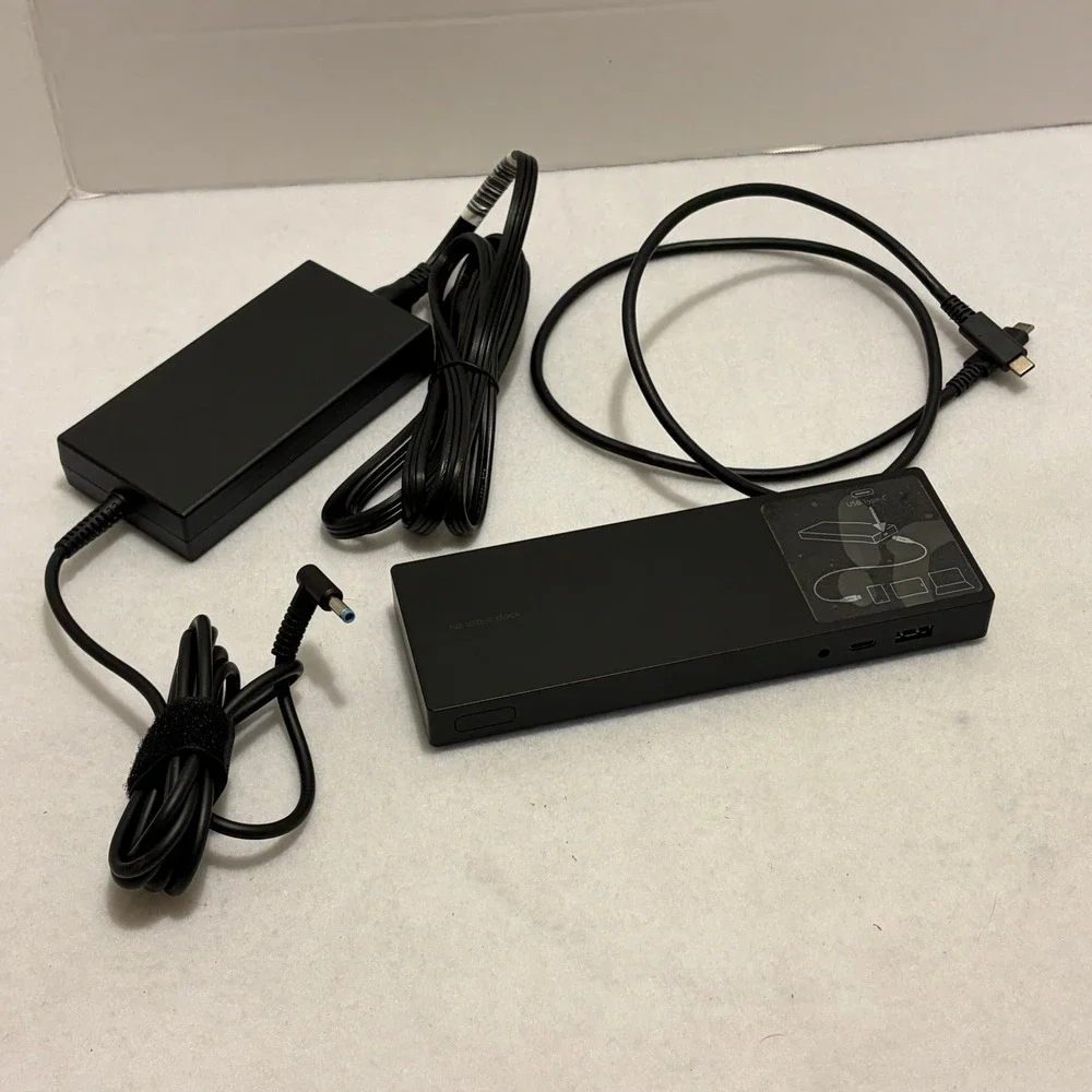 HP USB-C Dock G4 L13898-002 Docking Station with 120W Power Adapter Black Blue